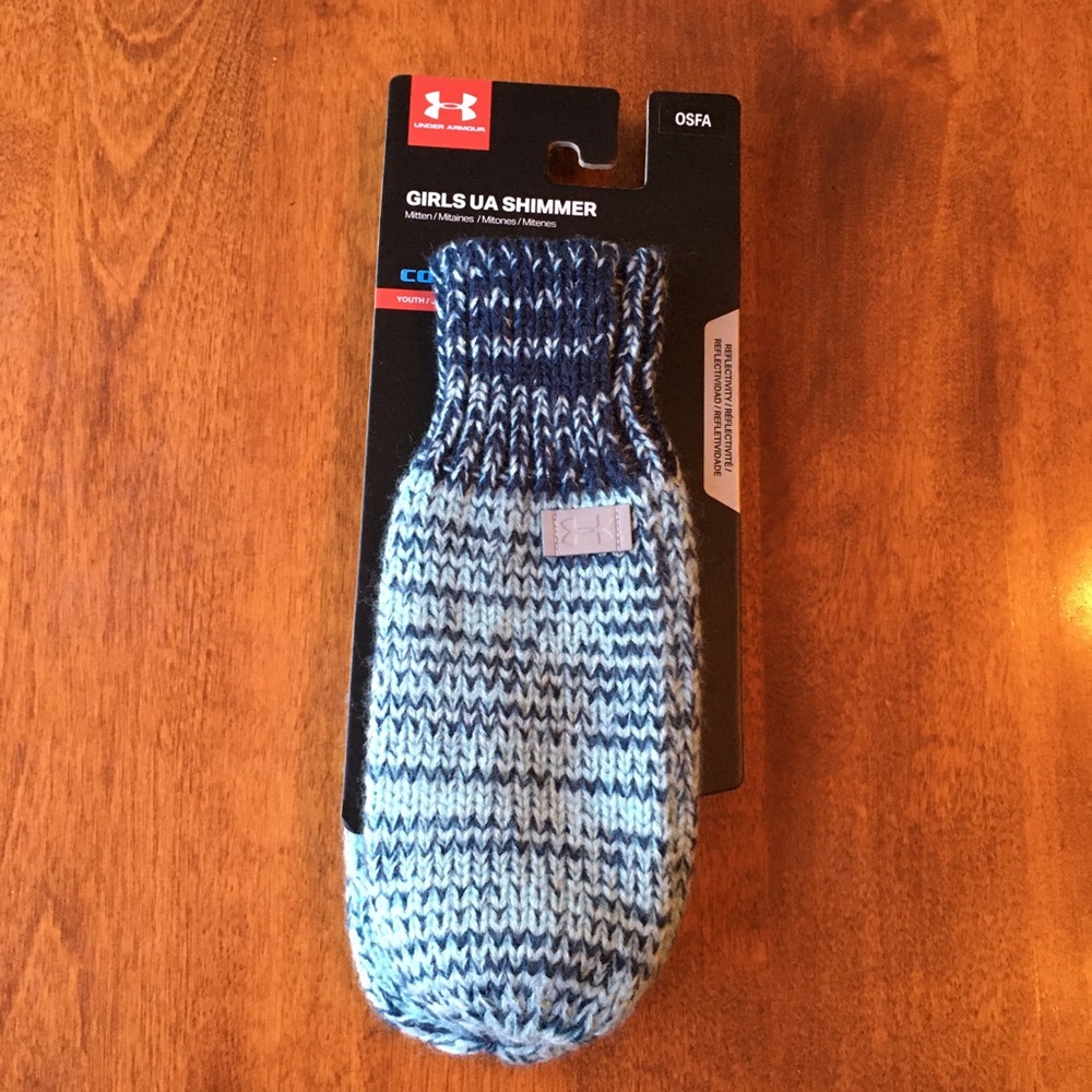 Girls UNDER ARMOUR SHIMMER MITTENS, soft-stretchknit all day comfort&warmth OSFA